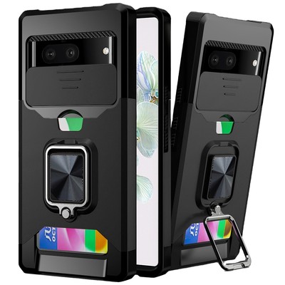 For Google Pixel 7 (Dual Camera) Case Multi-Use Card Magnetic Ring Stand Cover