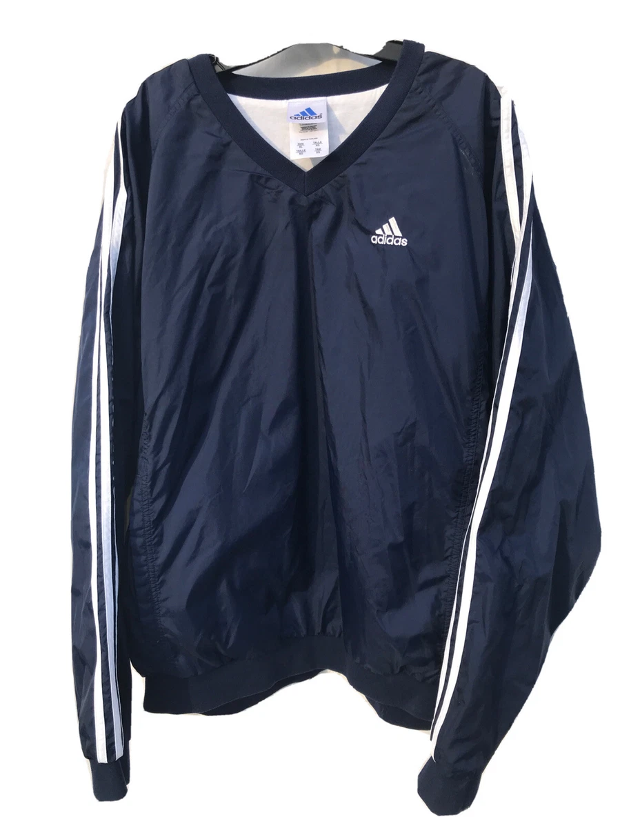 Vintage Adidas Men's Pullover Windbreaker Track Workout Jacket Size Large Blue