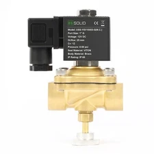 U.S. Solid Brass Electric Solenoid Valve with Manual Override 1 in 12V DC