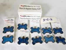 Lot of 10- Tag Works TW-11005 Large Blue Bone Elegance Dog ID Tag