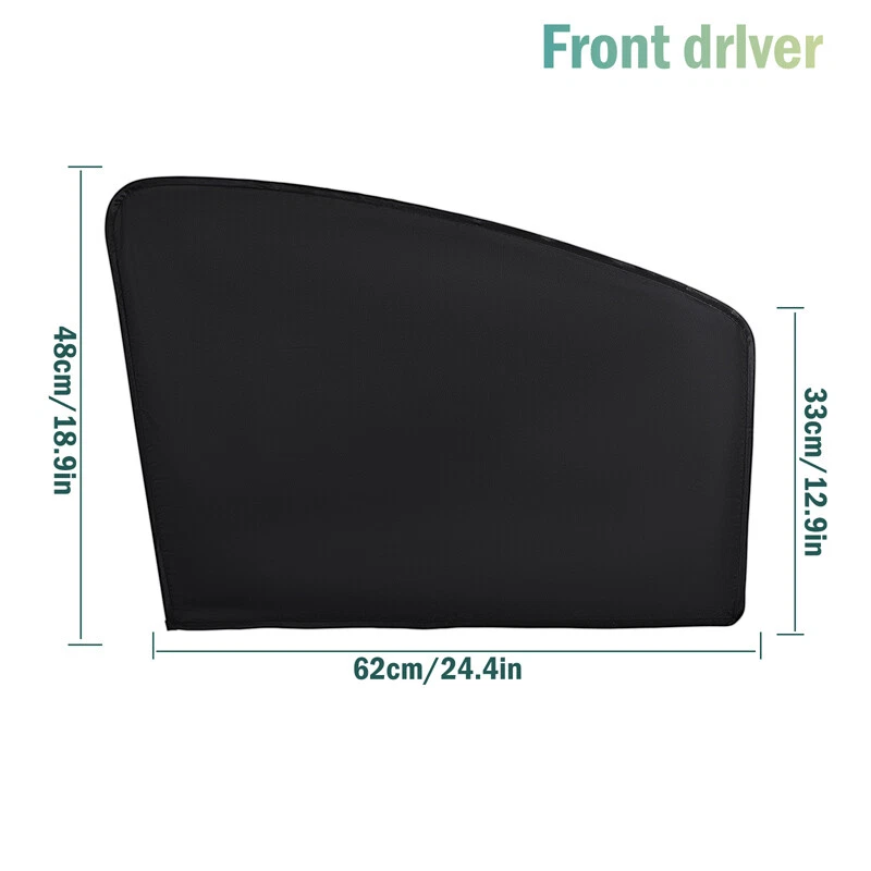 4 peças capa magnética para cortinas proteção UV para janela traseira frontal lateral de carro EUA - Imagem 3 de 4