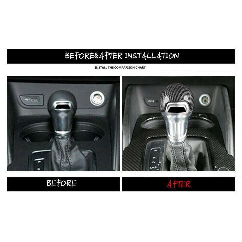 Cubierta de cabeza de perilla de cambio de marchas de fibra de carbono real para AUDI A3 S3 8V 2014-2018 Foto 3 de 4