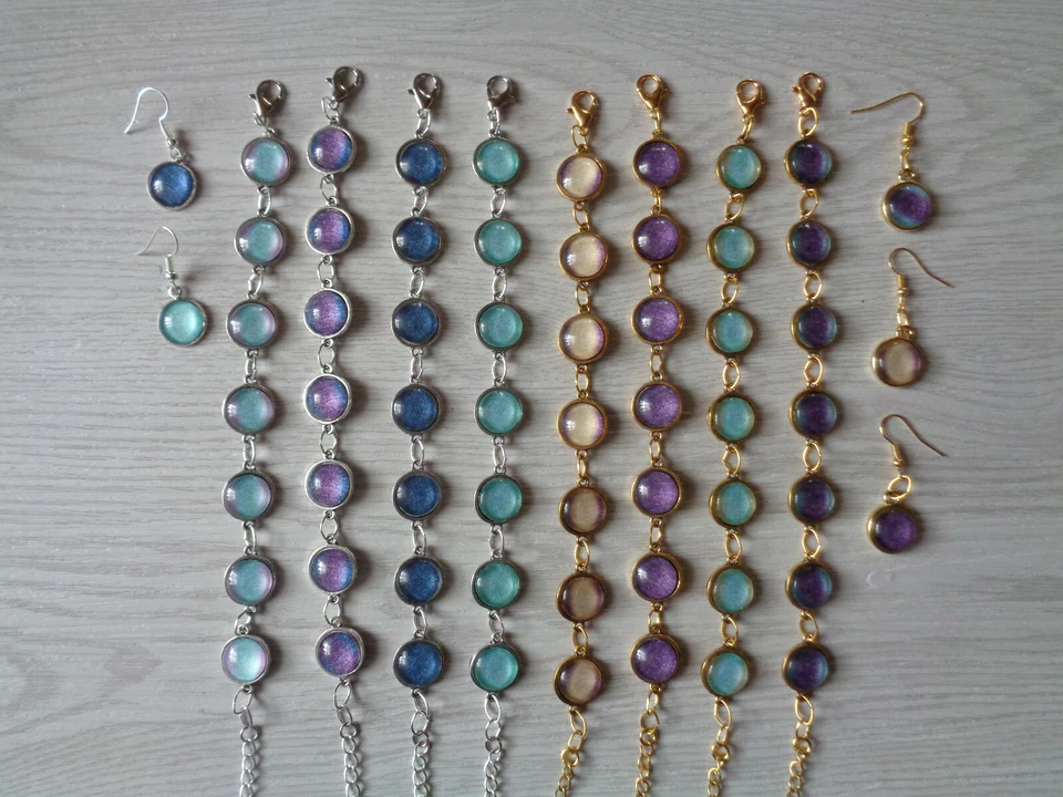 Armband oder Ohrhaken  "Cabochon"  13  Varianten auswählbar 