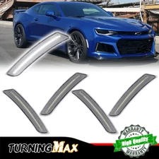 For 2016-23 Chevy Camaro Clear Lens White LED Side Marker Light Fender Lamp 4PCS