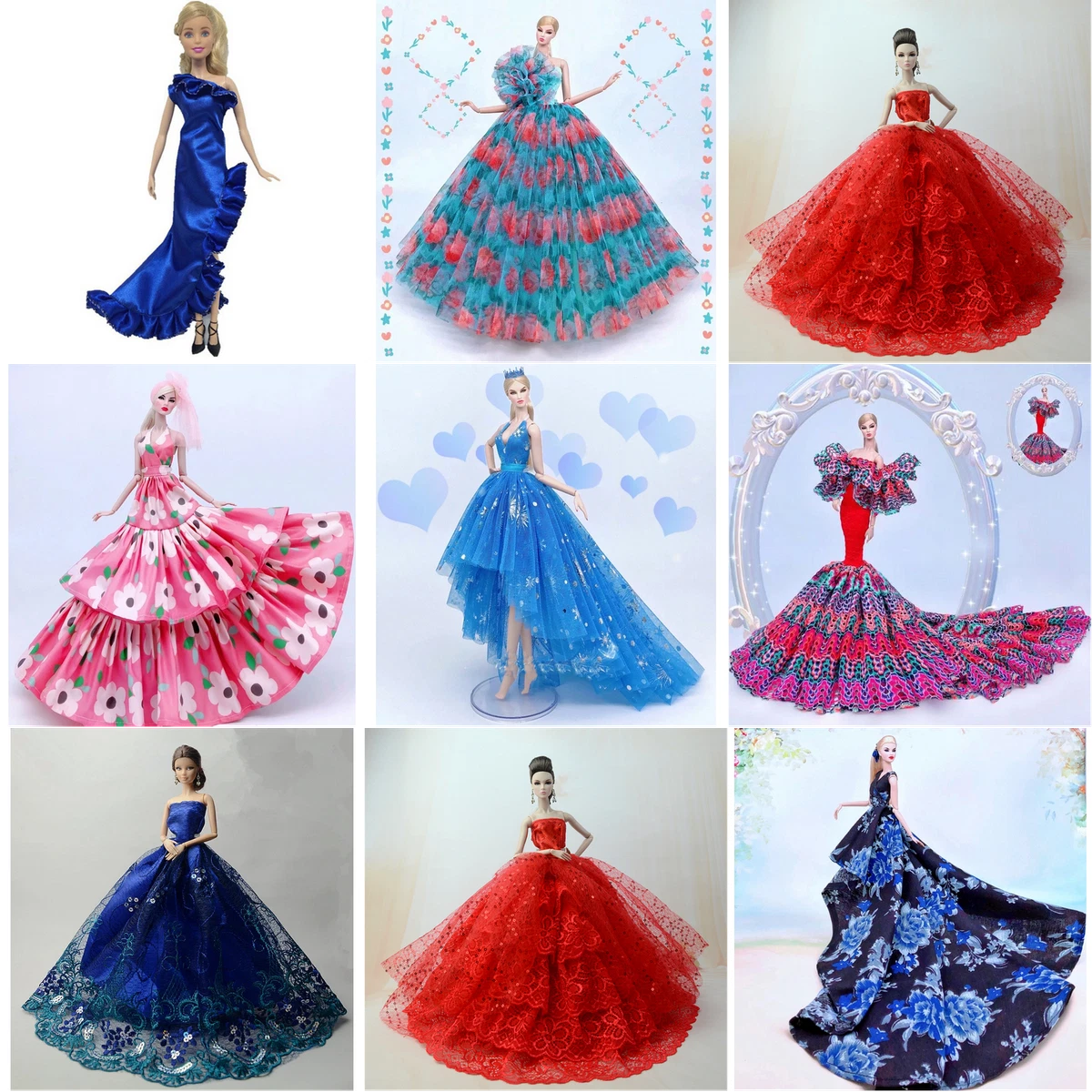 Princess Ball Dress for Barbie Doll Model Women