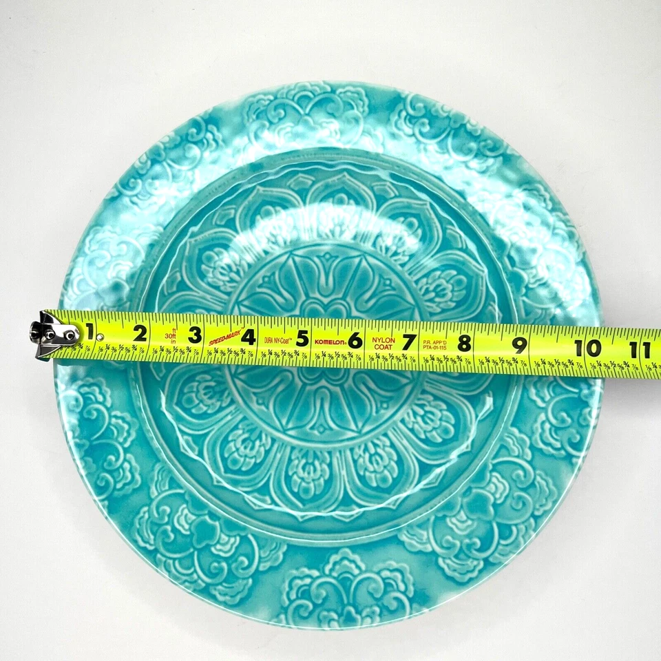 Better Homes & Gardens Teal Medallion Melamine Dinner Plate BPA Free 10.5 in - Image 4 of 4