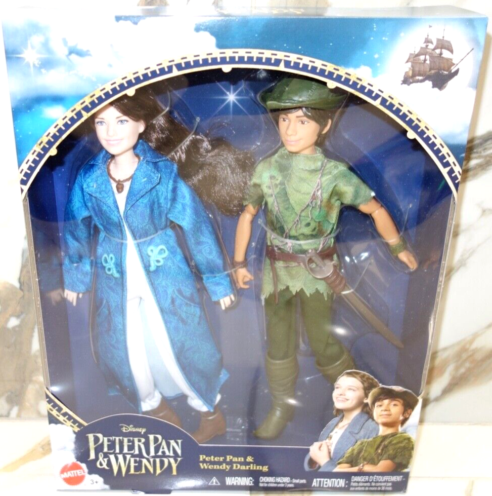 Peter Pan and Wendy Darling Disney Mattel Fashion Dolls 2-Pack Toy Set
