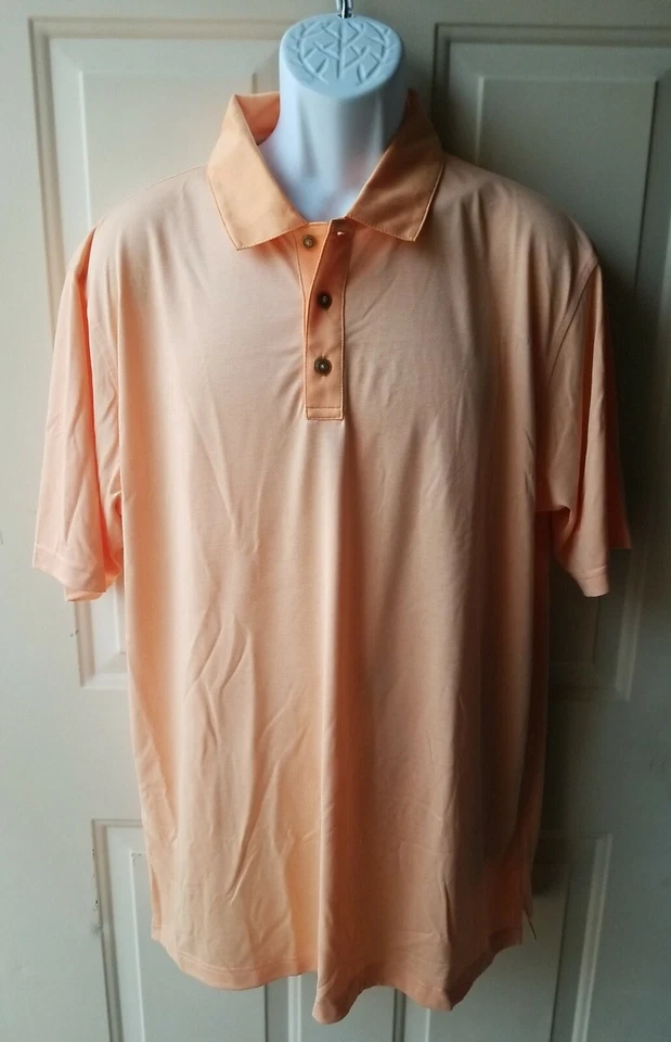 Pebble Beach Dry-Luxe Performance Mens Light Orange Polo Shirt  Size XL - Image 2 of 4