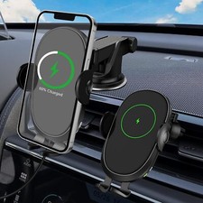 15W Fast Charging Wireless Car Charger Auto Clamping Mount Air Vent Phone Holder