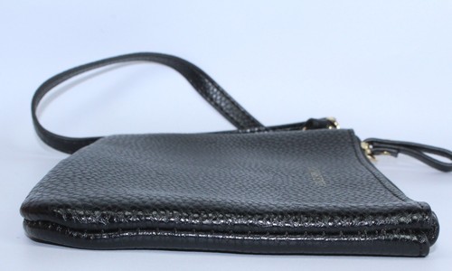 Lands' End Small Black Pebble Faux? Leather Zipper Pouch Wristlet Black - Picture 9 of 14