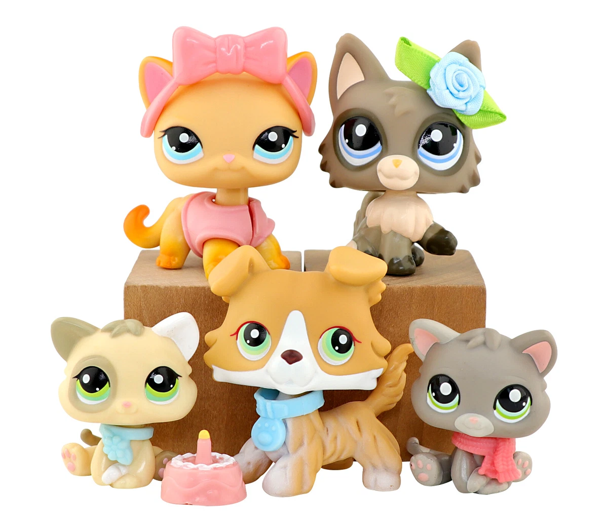 Littlest Pet Shop lps Pets 5pcs Collie Short Hair Cat Wolfcat with