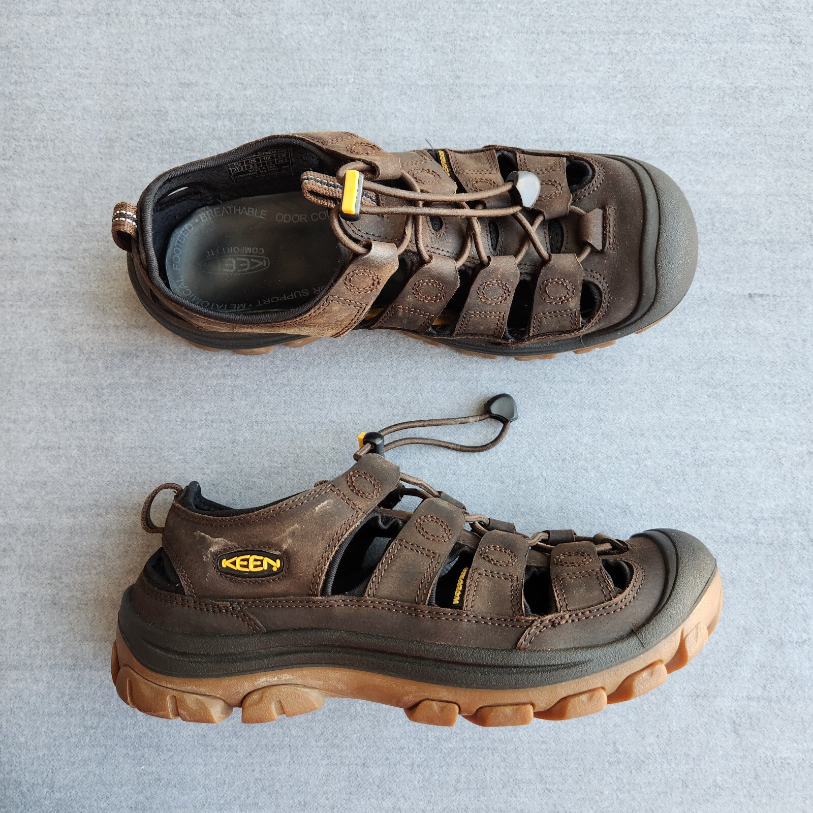 Keen Glisan sandalo sportivo impermeabile in pelle punta chiusa chiusura elastico marrone uomo 8 5