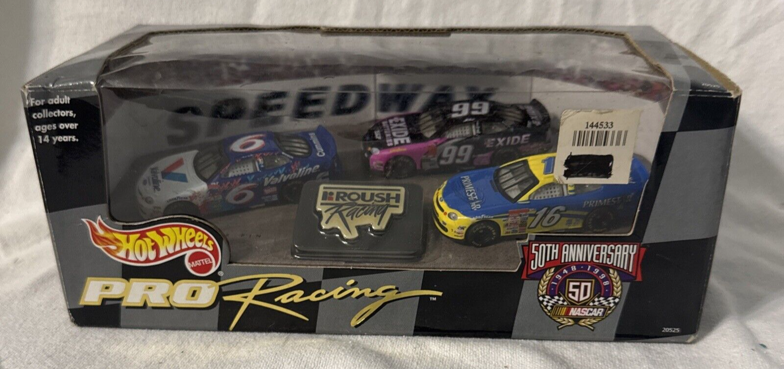 Hot Wheels Pro Roush Racing Special Edition Race 3 Pc Car Set 50th Anniversary