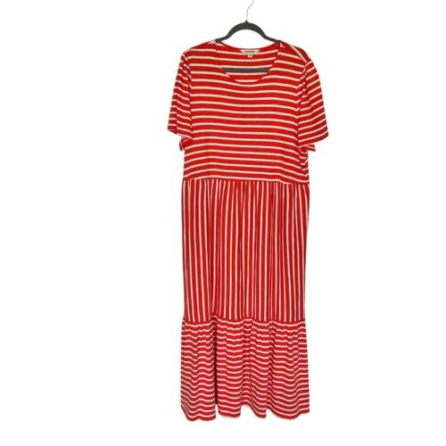 Boden Emma Easy Tiered Jersey Maxi Dress Plus Size 20 22 2X Orange White Casual - Picture 2 of 5