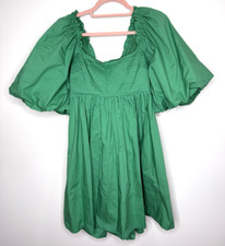 Sofie The Label Dress Medium Kelly Green Babydoll Coquette Puff Bow Cottagecore