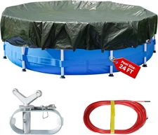 28 Ft round Heavy Duty Winter Pool Cover for 24 Ft above Ground Pools - 5-Year W