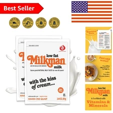 Portable Low-Fat Dry Milk Packets – Natural Taste, 2- Shelf Life, 2 Pack