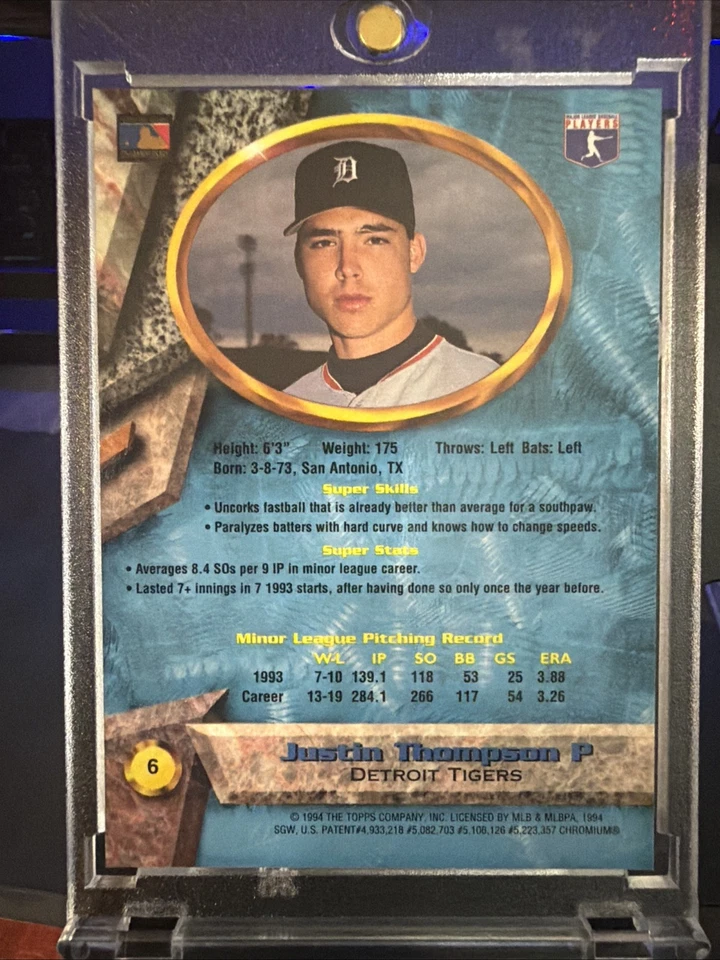 1994 Bowman's Best - Justin Thompson #6 Blue Refractor - Image 2 of 2
