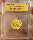 ICG Brilliant Unc 1913-1938 Gold Plated Buffalo Nickel 5C Wild West Collection