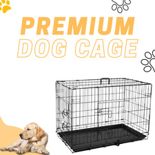 Heavy Duty Folding Dog Crate Cage Puppy Kennel 24" 30" 36" 42" 48"