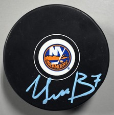 Maxim Tsyplakov Signed New York Islanders Logo Puck Autograph Signature