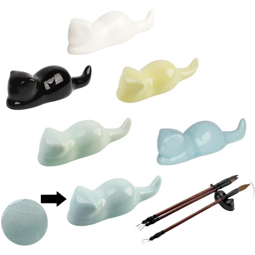 Set of 6 Brush Holders with Crackle Texture for Art and For Calligraphy Brushes