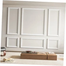  Pre-Cut Wall Molding Set of 6 pcs, Ready-to-Assemble White: Style 2