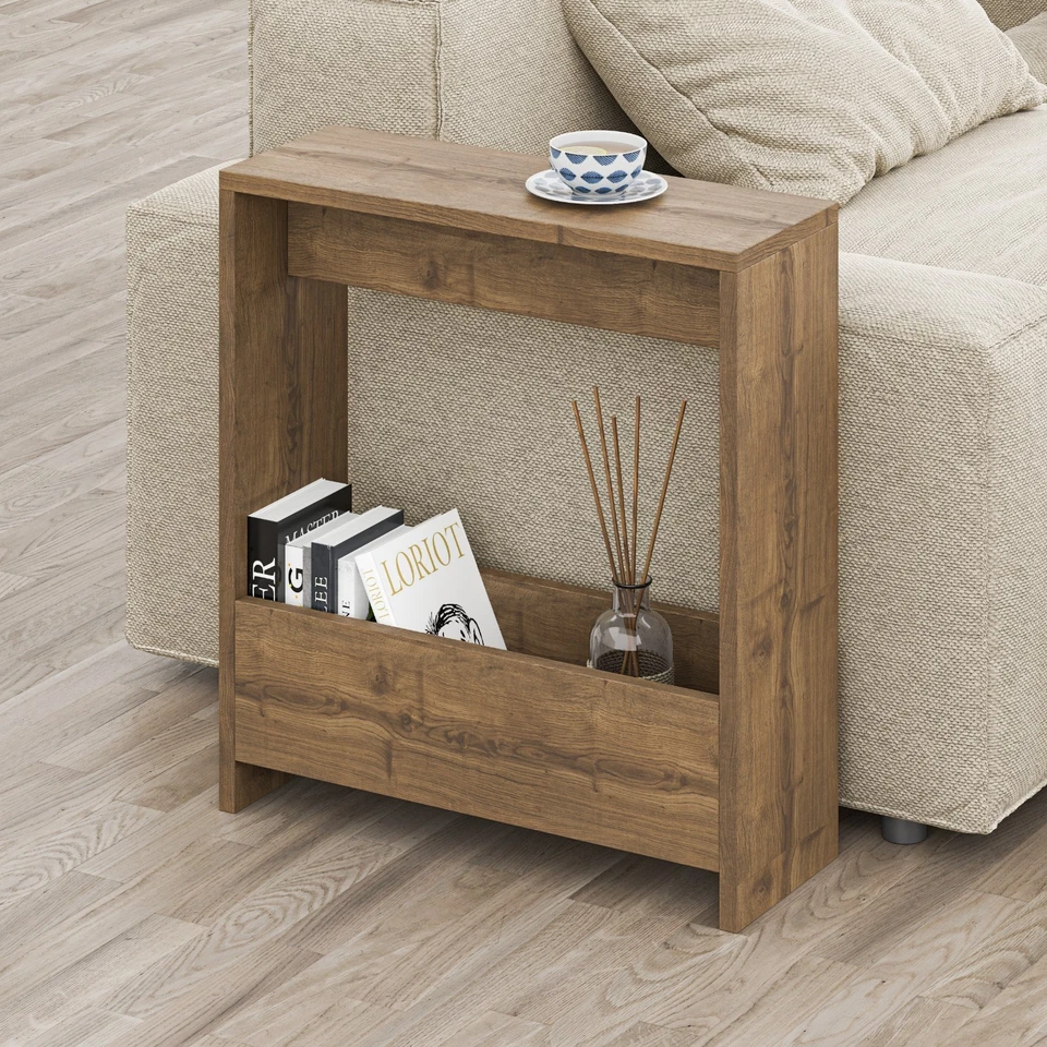 Simpi Side Table – Slim End Table with Storage & Magazine Rack, 55x20x60cm - Image 2 of 4