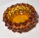 Vintage Unmarked "Fenton" Amber Hobnail  3.75" Ashtray Trinket Bowl