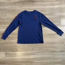Polo Ralph Lauren Large Horse Long Sleeve Blue Youth Boys Large 14/16