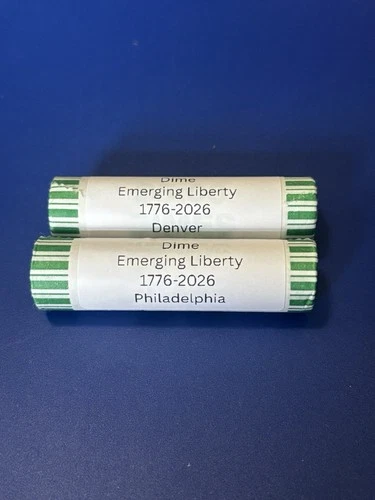 2026 Emerging Liberty Dimes 1776–2026 - 2 Rolls (Philadelphia & Denver)