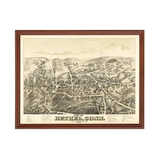 Old Map of Bethel, CT 1879 - Vintage Bethel Connecticut Art