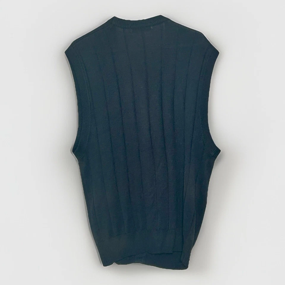 Colete de malha Slazenger masculino XL azul marinho 100% seda fiado cabo botão cardigã golfe - Imagem 2 de 4