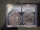 2021 Silver Eagle Dollars. Type 1 & 2 Last And First Day Of Production MS70 PCGS