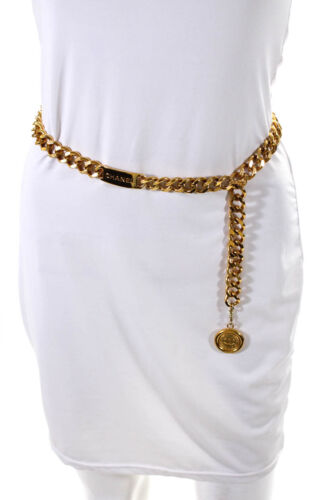 Ceinture à crochet Chanel femme ton or logo chaîne en métal CC taille unique - Photo 1 sur 9