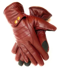 Men's Genuine Sheep Leather Winter Dress, Driving, Texting Gloves with Fleece