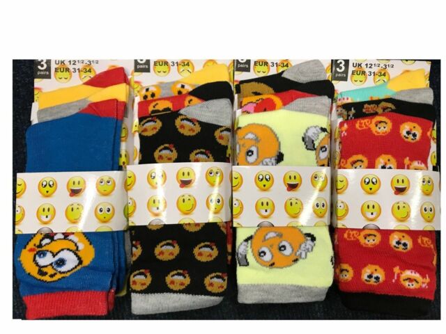 Kids Socks Emoji design Boys Girls Socks 6 Pairs Everyday Ladies Socks