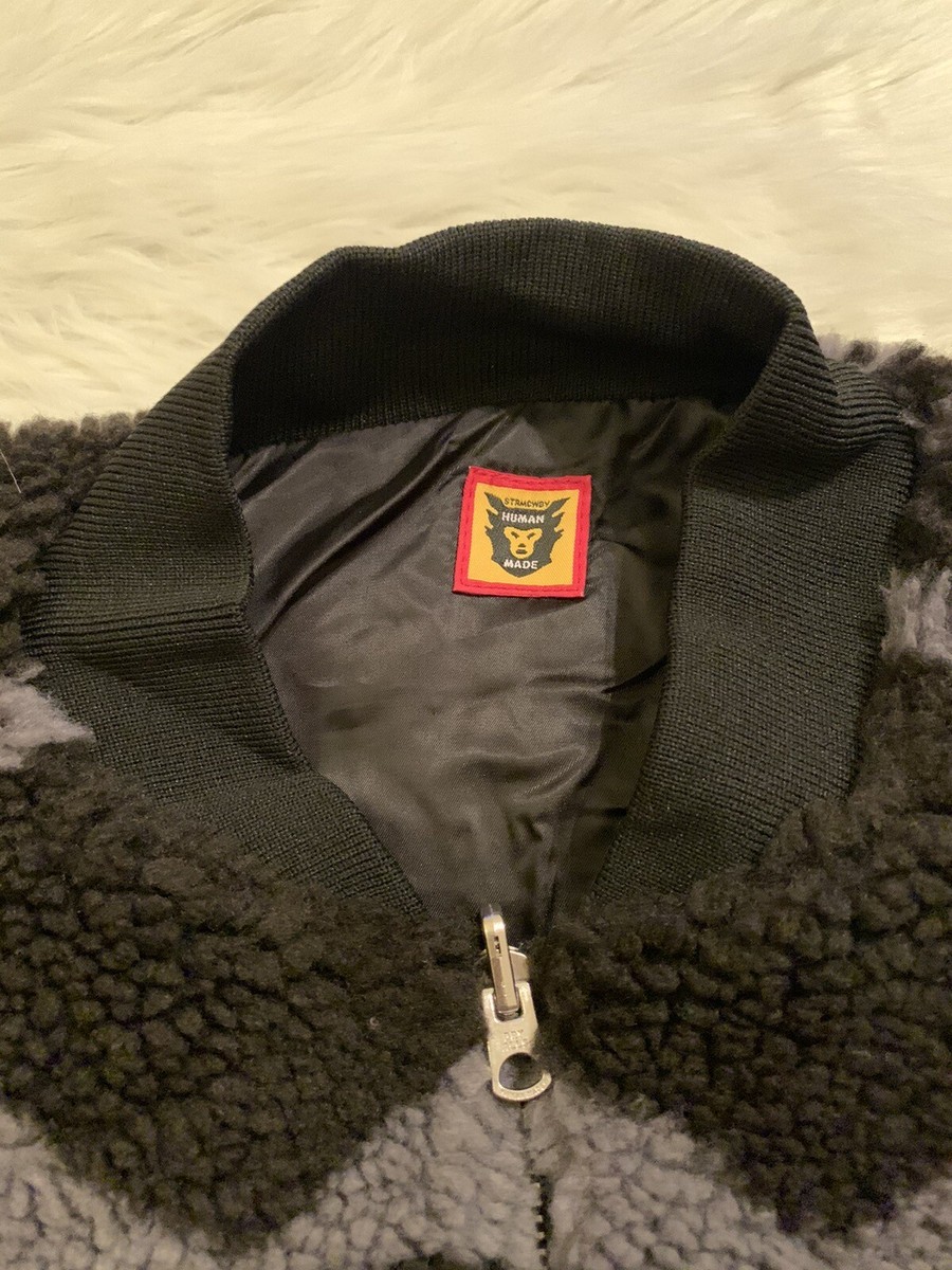 HUMAN MADE Reversible Fleece Jacket Full Zip Heart Print HUMAN MADE Reversible Fleece Jacket Full Zip Heart Print