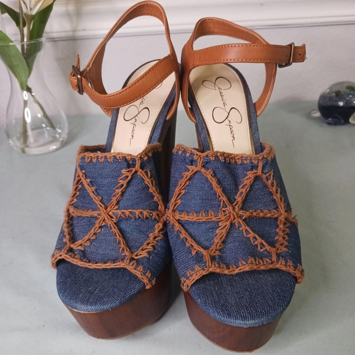 Jessica simpson wooden platform heels store
