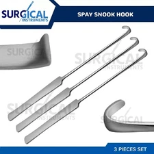 3 Pcs Spay Snook Hook Veterinary Surgical Instruments Stainless German Grade