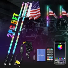 2X 5FT LED Spiral Chasing RGB Whip Light Antenna ATV Fits Polaris RZR Off-Road