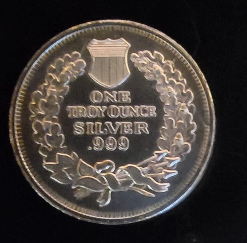 Indian Head Penny Design Wreat Rare Vtg Bullion-999 Silver 1 Oz Ounce Round Coin