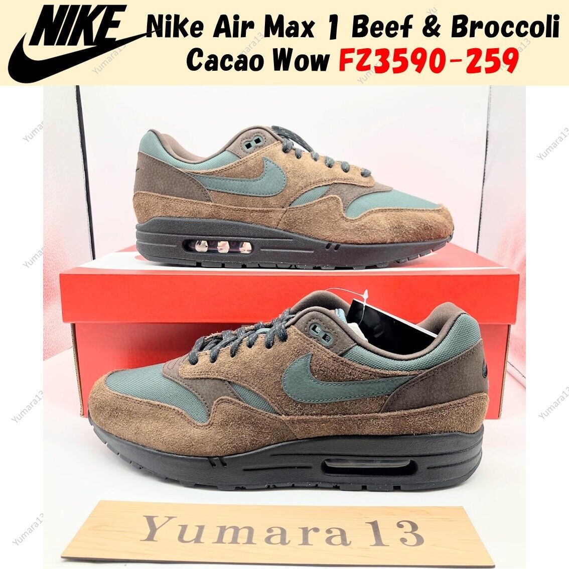 Nike Air Max 1 Beef & Broccoli Cacao Wow FZ3590-259 Men's Nike Air Max 1 Beef & Broccoli Cacao Wow FZ3590-259 Men's
