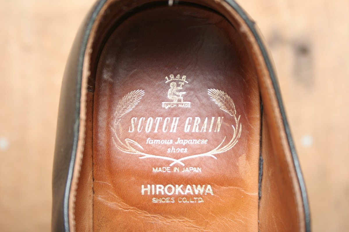 HIROKAWA Scotch Grain Black Leather Bench Made Oxfords JPN HIROKAWA Scotch Grain Black Leather Bench Made Oxfords JPN