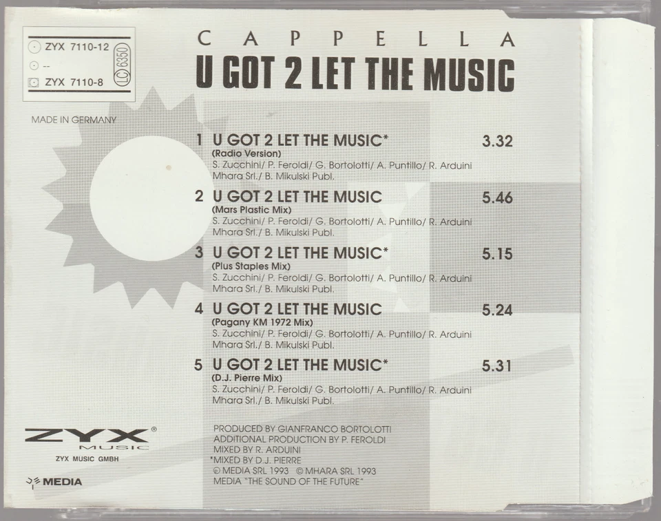 Cappella - U Got 2 Let the Music [5 Track Maxi CD] - Bild 2 von 2