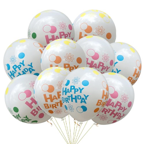 12"Inch Happy Birthday Balloons Colorful Print Ballons Anniversary party baloons - Picture 26 of 27