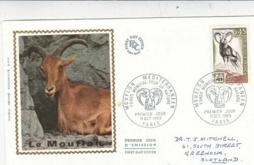 France 1969 Mouflon Silk FDC Paris special cancel written VGC