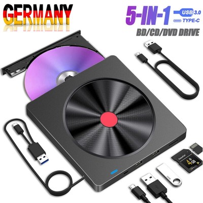 USB 3.0 Type C Externes CD/DVD Laufwerk Brenner Player für Laptop PC Windows