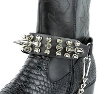 Spiked Out Genuine Leather Boot Strap Chain Bikers Boot Retro Cowboy -SINGLE