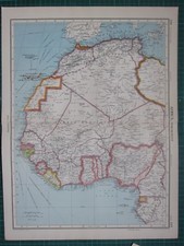 Mappa Grande 1952 ~ Africa Nord Ovest ~ Sudan Isole Canarie Liberia Sierra Leone